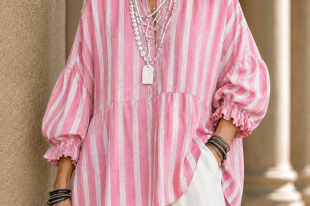 Women's Ruffle Trim Blouse | Feminine Flowy Everyday Blouse