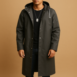 Isaac - Men's Long Hooded Lined Rain Coat