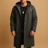 Isaac - Men's Long Hooded Lined Rain Coat