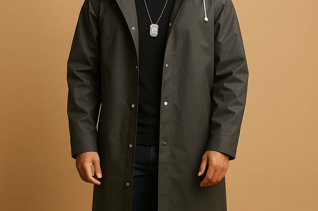 Isaac - Men's Long Hooded Lined Rain Coat