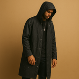 Isaac - Men's Long Hooded Lined Rain Coat