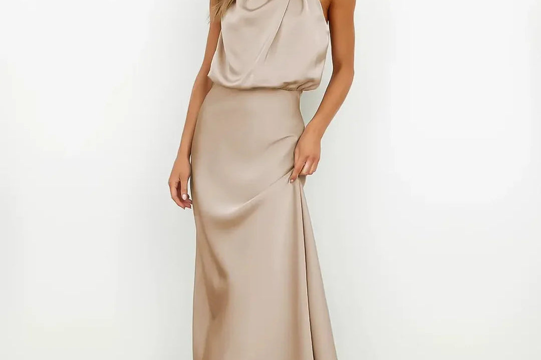 Isaura - Women's Satin Cowl Neck Midi Dress