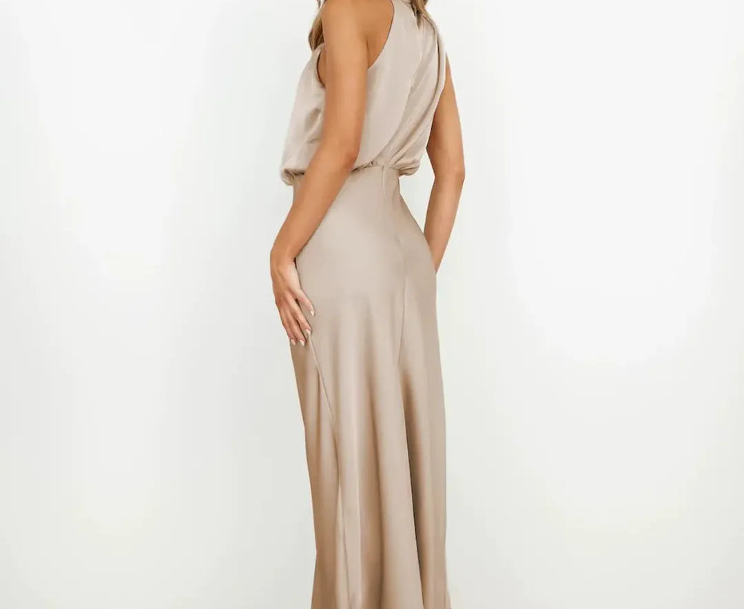 Isaura - Women's Satin Cowl Neck Midi Dress