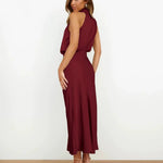 Isaura - Women's Satin Cowl Neck Midi Dress