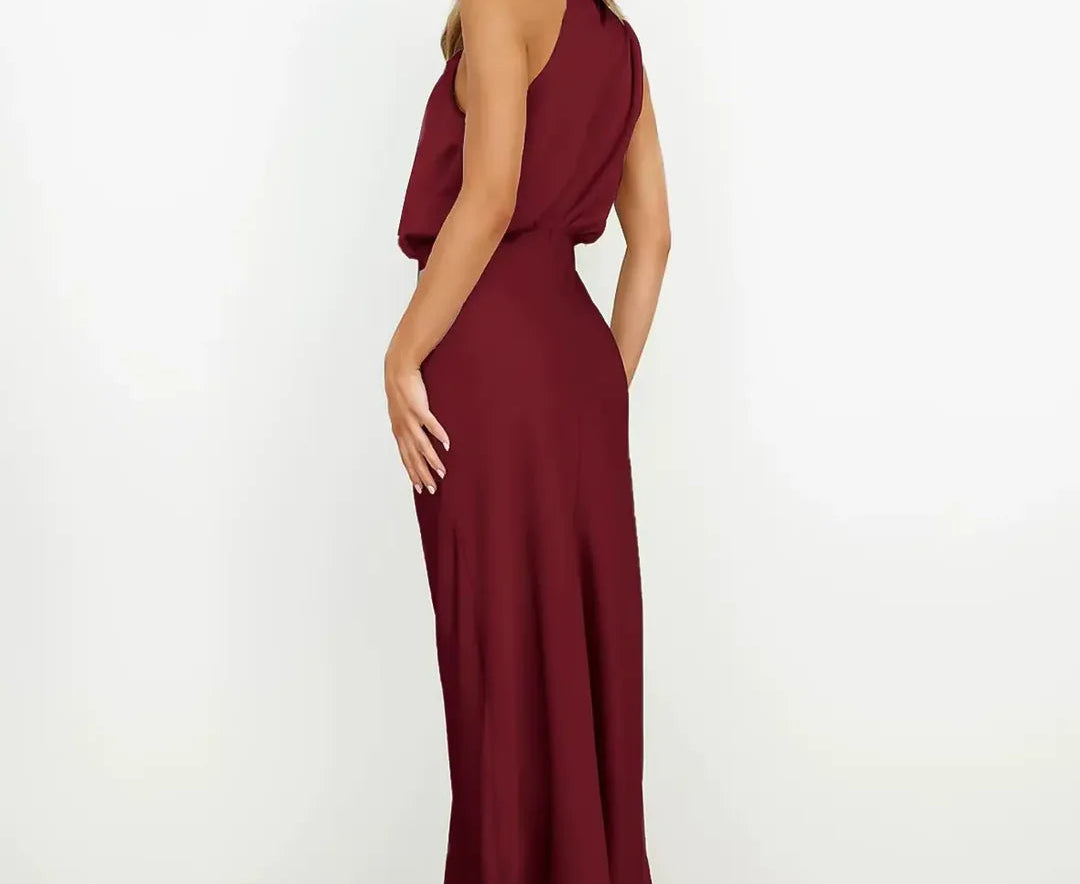 Isaura - Women's Satin Cowl Neck Midi Dress