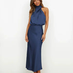 Isaura - Women's Satin Cowl Neck Midi Dress