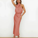 Isaura - Women's Satin Cowl Neck Midi Dress