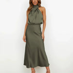 Isaura - Women's Satin Cowl Neck Midi Dress