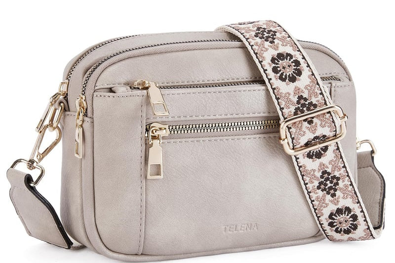 Isolt - Women's Leather Shoulder Bag with Roomy Interior - Grey