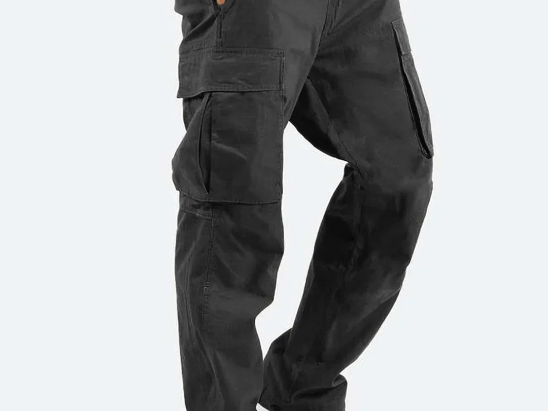 Iver - Men's Relaxed Fit Cargo Pants with Side Pockets - Black