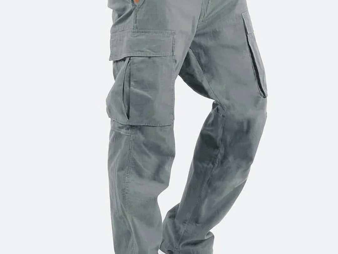 Iver - Men's Relaxed Fit Cargo Pants with Side Pockets - Grey