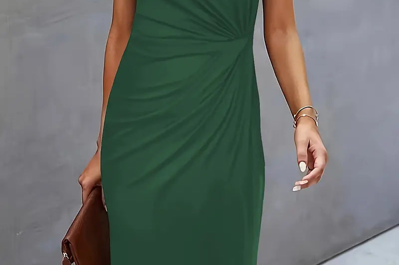 Women's Ruched Bodycon Midi Dress | Elegant Flattering Evening Dress