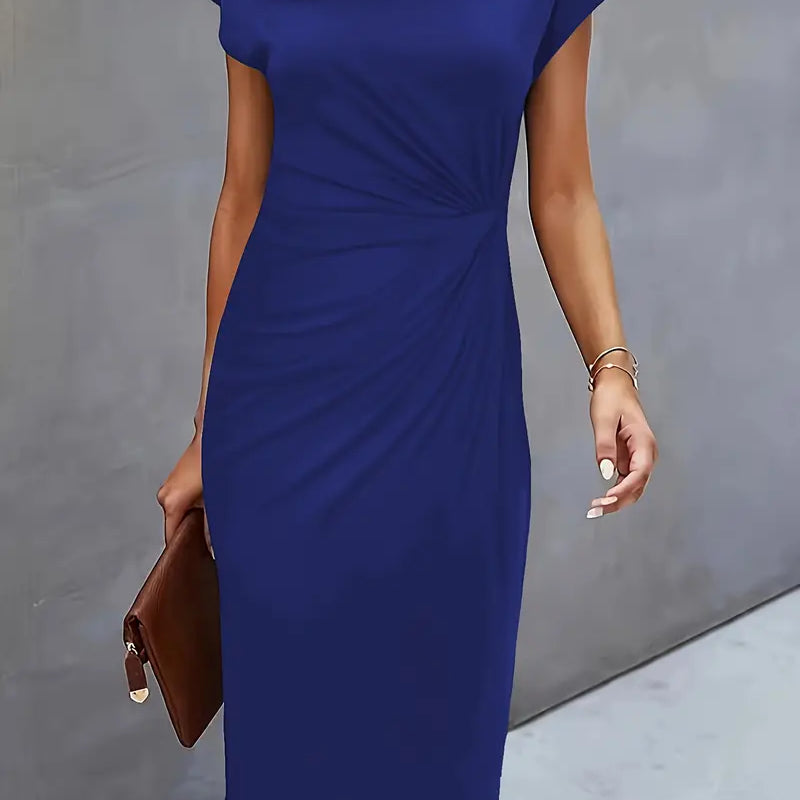Women's Ruched Bodycon Midi Dress | Elegant Flattering Evening Dress