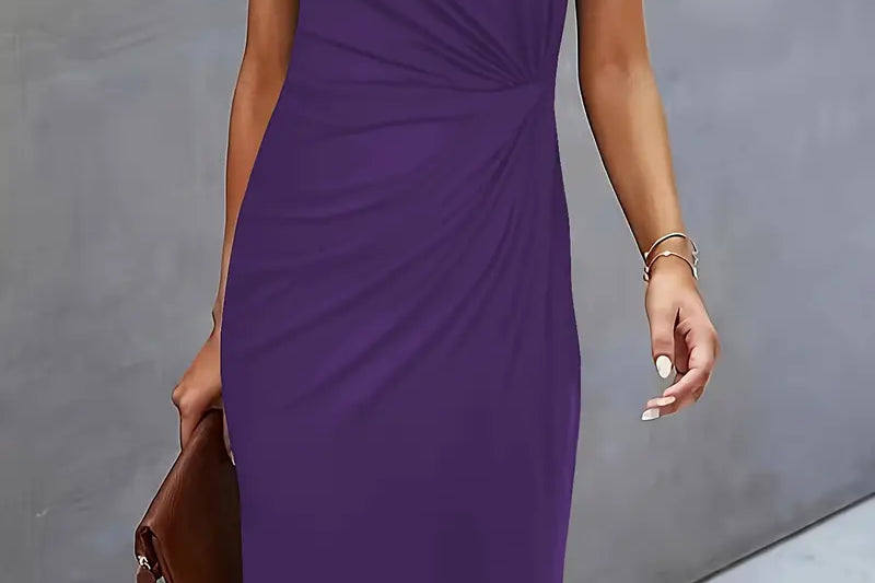 Women's Ruched Bodycon Midi Dress | Elegant Flattering Evening Dress