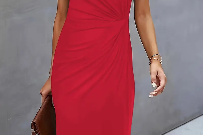 Women's Ruched Bodycon Midi Dress | Elegant Flattering Evening Dress