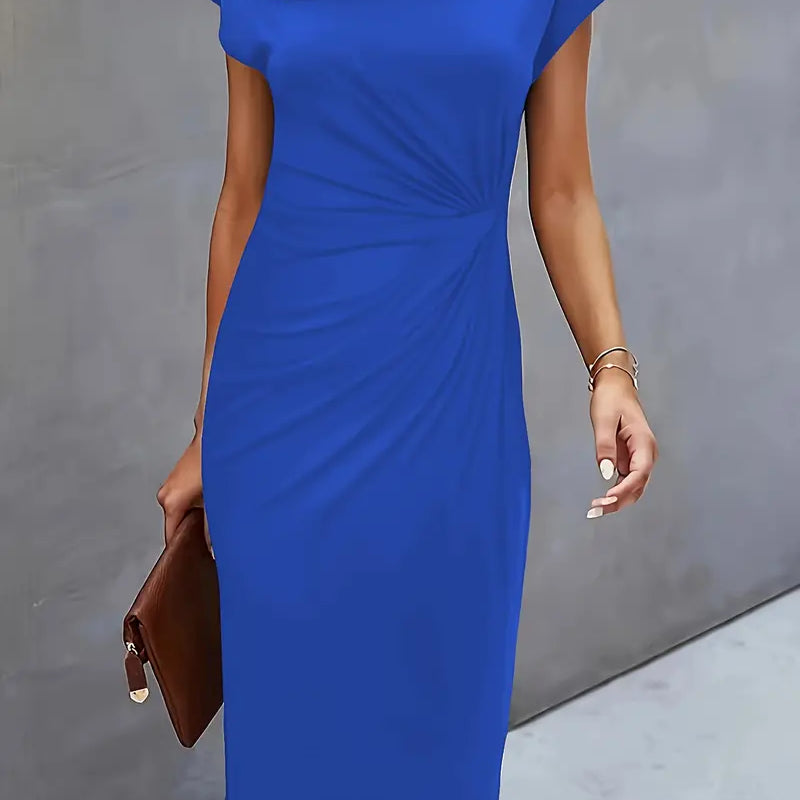 Women's Ruched Bodycon Midi Dress | Elegant Flattering Evening Dress