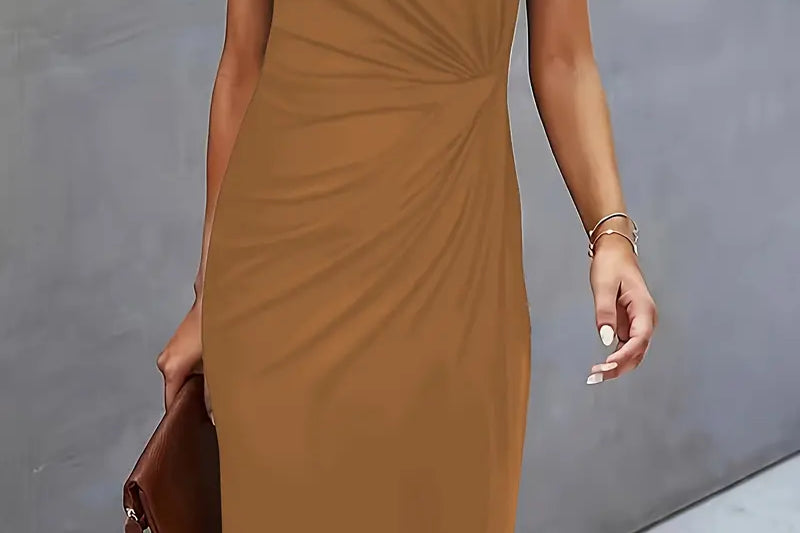 Women's Ruched Bodycon Midi Dress | Elegant Flattering Evening Dress