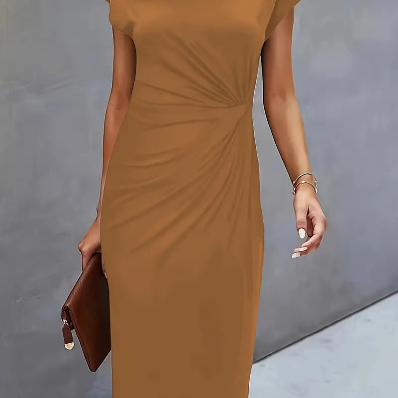 Women's Ruched Bodycon Midi Dress | Elegant Flattering Evening Dress