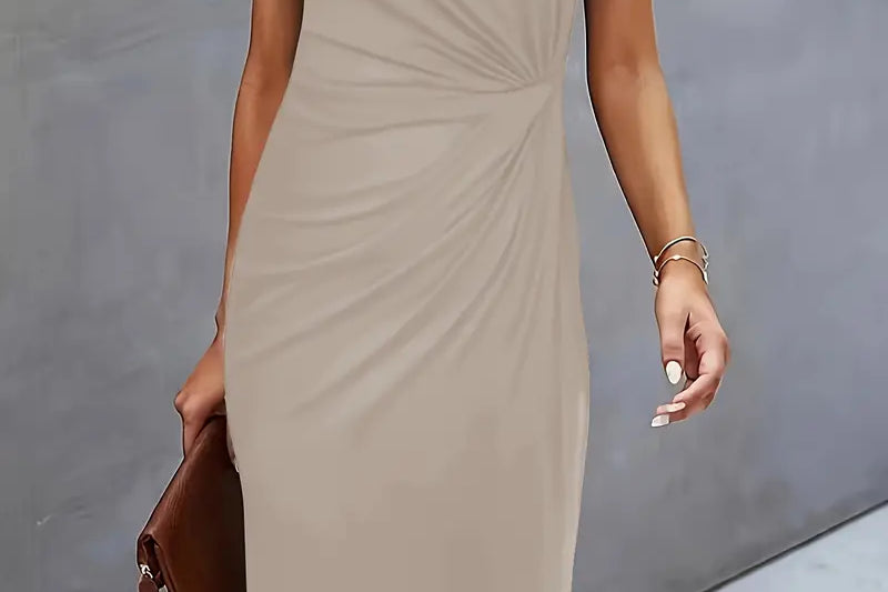 Women's Ruched Bodycon Midi Dress | Elegant Flattering Evening Dress