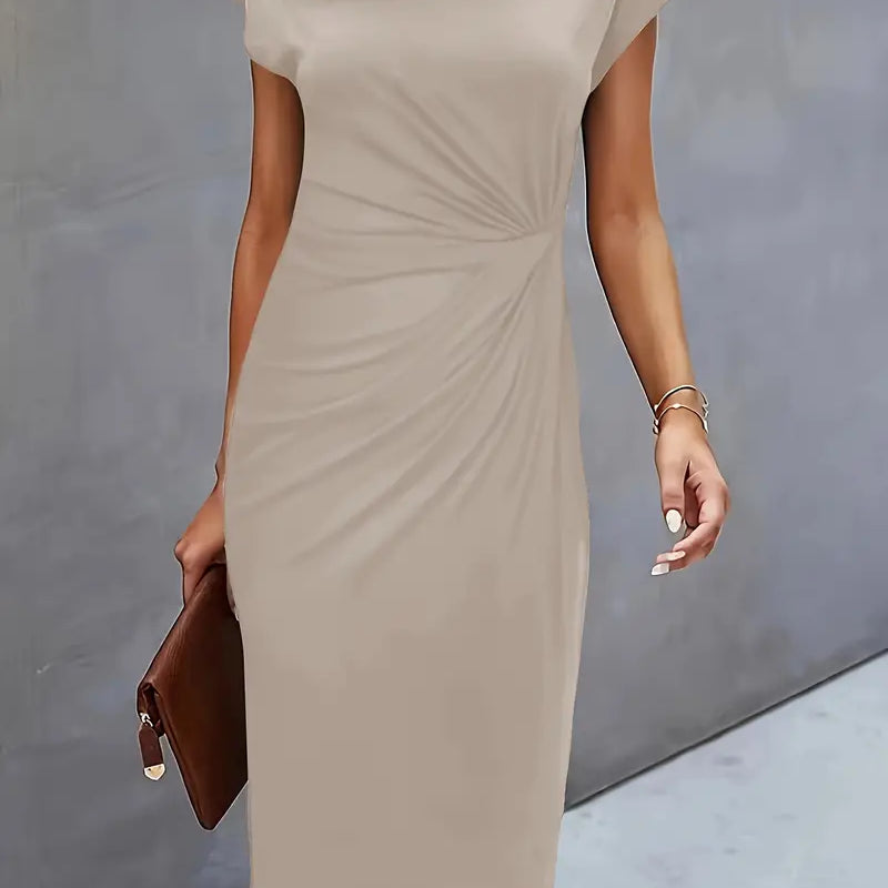Women's Ruched Bodycon Midi Dress | Elegant Flattering Evening Dress