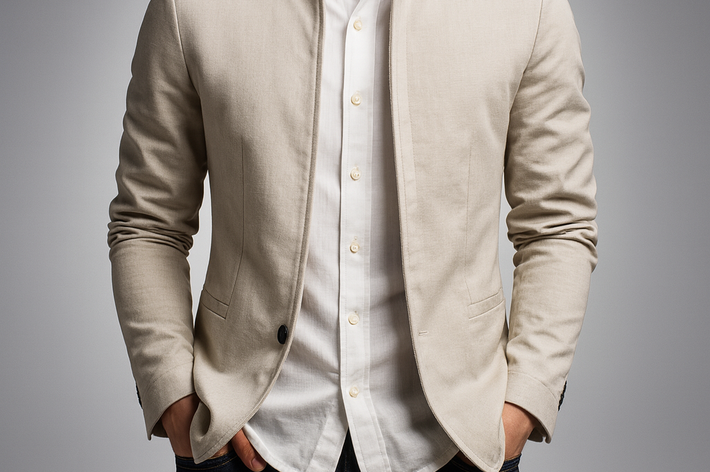 Jake - Men's Stand Collar Zip Front Jacket - White