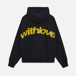 Jana - Women's Oversized Graphic Back Print Hoodie - Black with Yellow Print