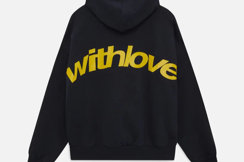 Jana - Women's Oversized Graphic Back Print Hoodie - Black with Yellow Print
