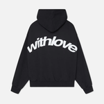 Jana - Women's Oversized Graphic Back Print Hoodie - Black with White Print
