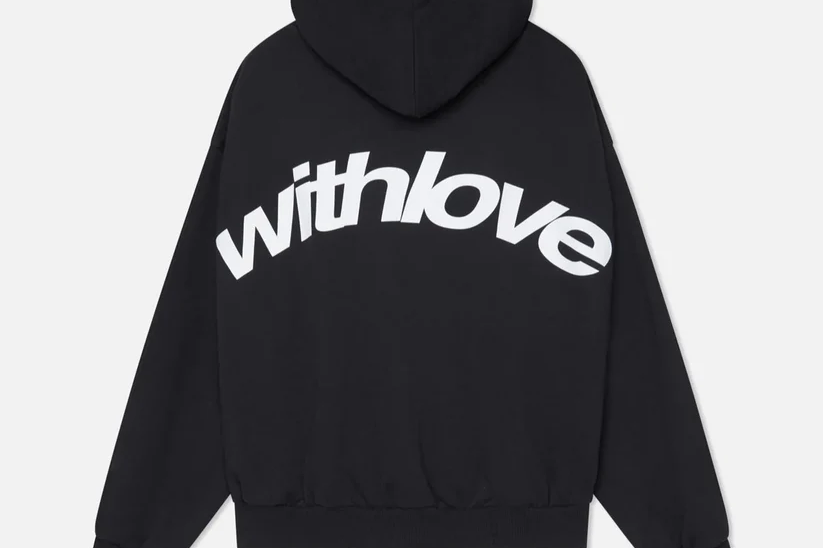 Jana - Women's Oversized Graphic Back Print Hoodie - Black with White Print