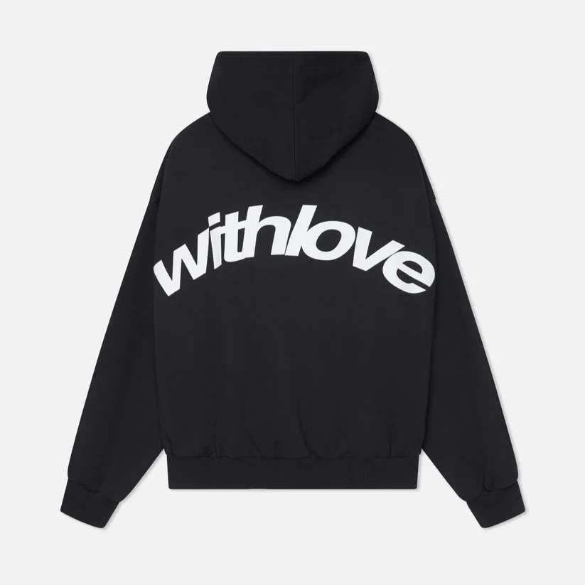 Jana - Women's Oversized Graphic Back Print Hoodie - Black with White Print
