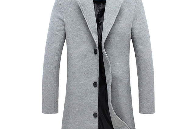 Jarrah - Men's Classic Winter Trench Coat - Grey