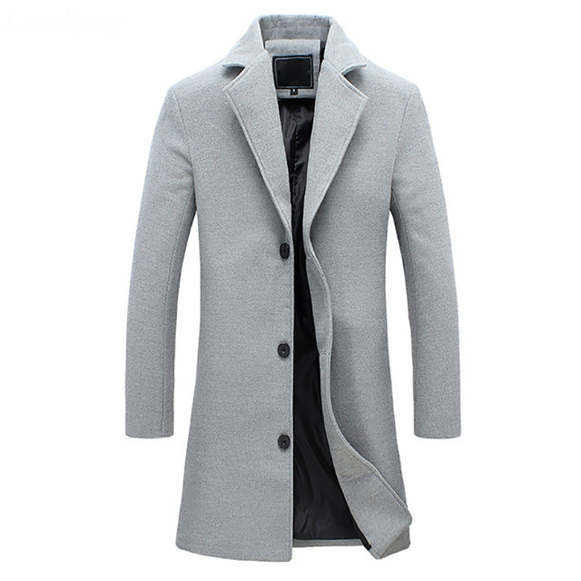 Jarrah - Men's Classic Winter Trench Coat - Grey
