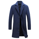 Jarrah - Men's Classic Winter Trench Coat - Navy Blue