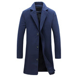 Jarrah - Men's Classic Winter Trench Coat - Navy Blue