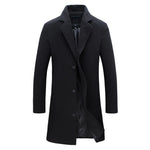 Jarrah - Men's Classic Winter Trench Coat - Black