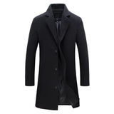 Jarrah - Men's Classic Winter Trench Coat - Black