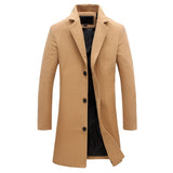 Jarrah - Men's Classic Winter Trench Coat - Khaki