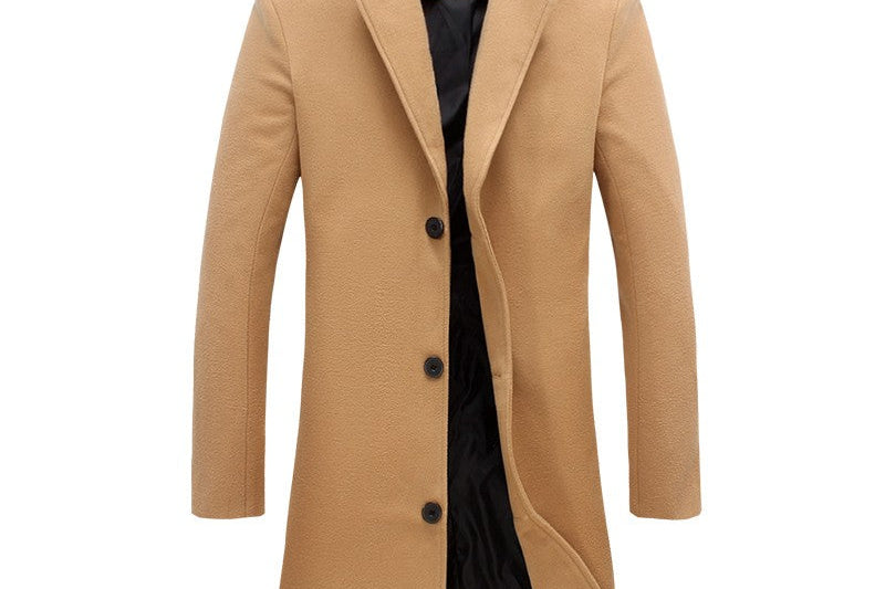Jarrah - Men's Classic Winter Trench Coat - Khaki