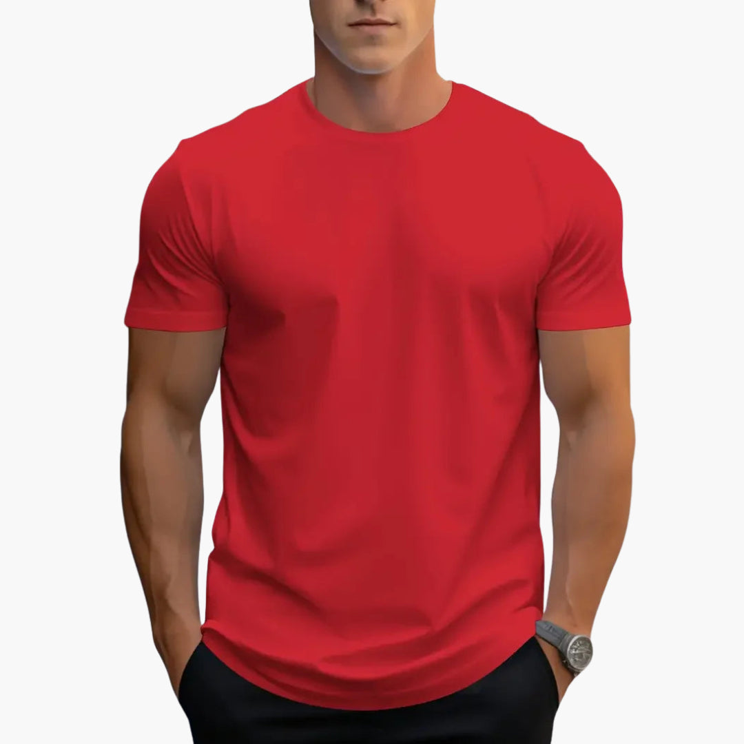 Jeremy - Men's Classic Crew Neck Cotton T-Shirt - Red