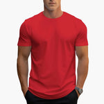 Jeremy - Men's Classic Crew Neck Cotton T-Shirt - Red