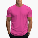 Jeremy - Men's Classic Crew Neck Cotton T-Shirt - Hot Pink