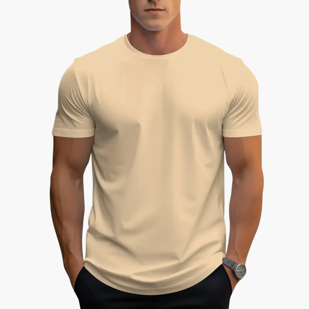 Jeremy - Men's Classic Crew Neck Cotton T-Shirt - Apricot