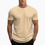 Jeremy - Men's Classic Crew Neck Cotton T-Shirt - Apricot
