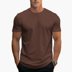 Jeremy - Men's Classic Crew Neck Cotton T-Shirt - Coffee