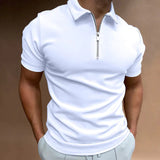 Jesse - Men's Quarter-Zip Knit Polo Shirt - White