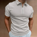 Jesse - Men's Quarter-Zip Knit Polo Shirt - Light Gray