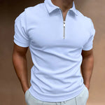 Jesse - Men's Quarter-Zip Knit Polo Shirt - Light Blue