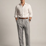 Jonathan - Men's Relaxed Fit Linen Trousers with Tailored Waist - Gray