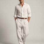 Jonathan - Men's Relaxed Fit Linen Trousers with Tailored Waist