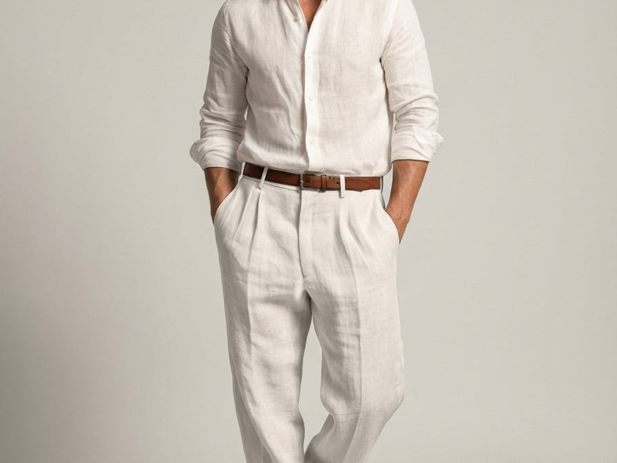 Jonathan - Men's Relaxed Fit Linen Trousers with Tailored Waist